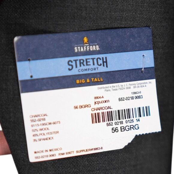 Stafford Mens 56R Gray Hopsack Blazer Sport Coat Jacket Big & Tall Stretch NWT - Picture 5 of 12